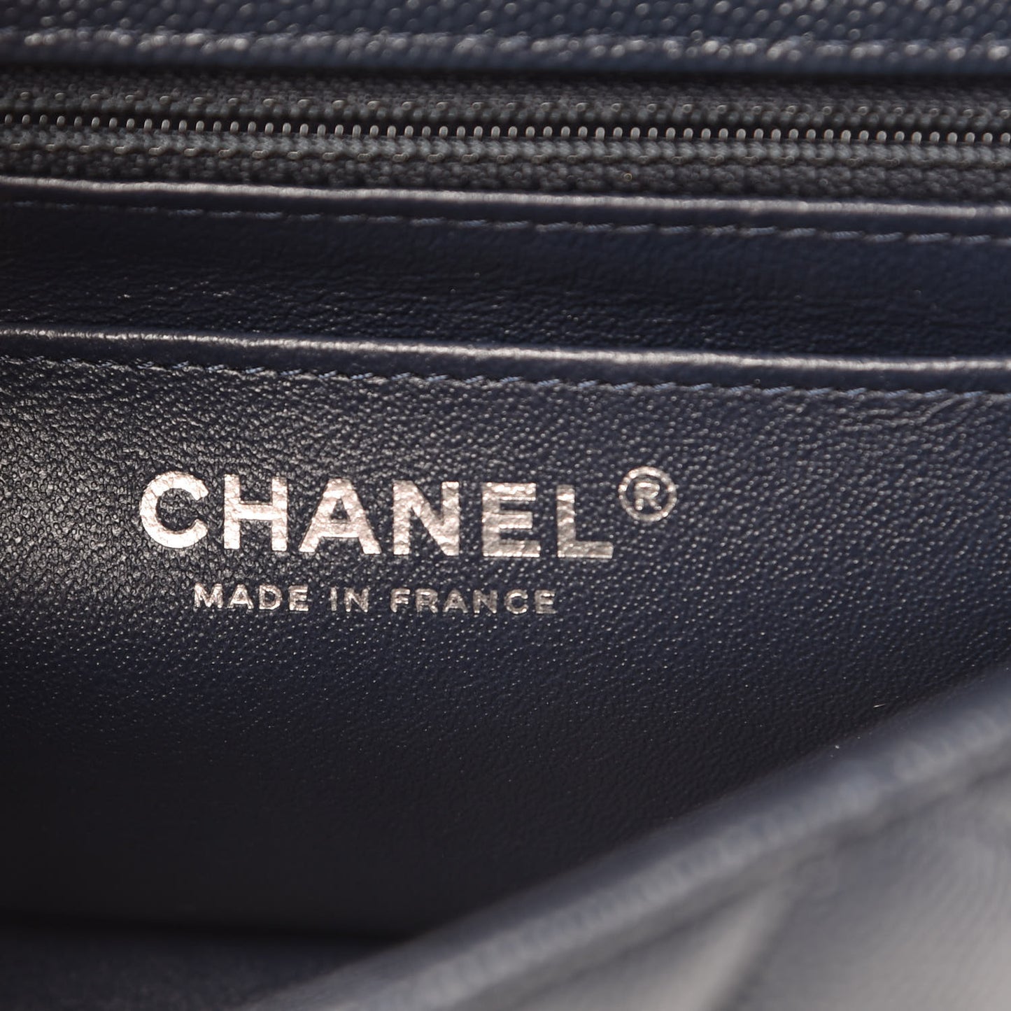 Caviar Quilted Mini Rectangular Flap Navy