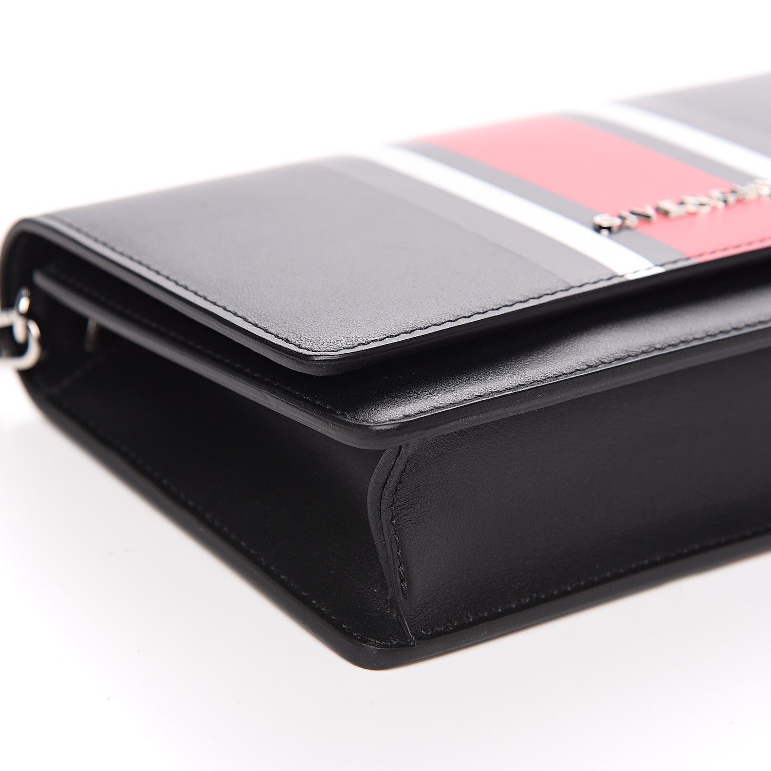 Givenchy Calfskin Striped Pandora Chain Wallet Black 5 of 9