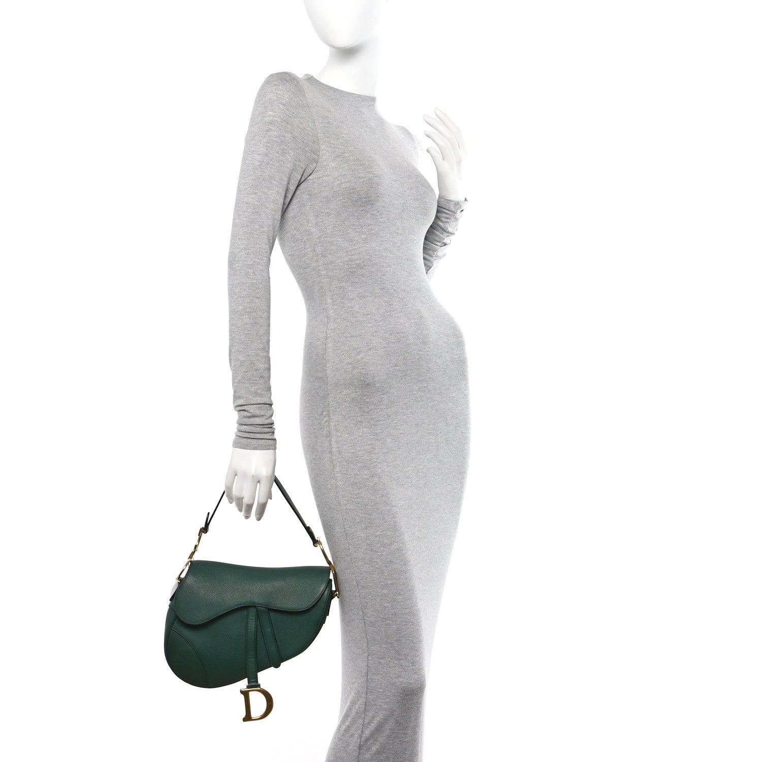 Christian Dior Grained Calfskin Saddle Bag Green 2 of 9