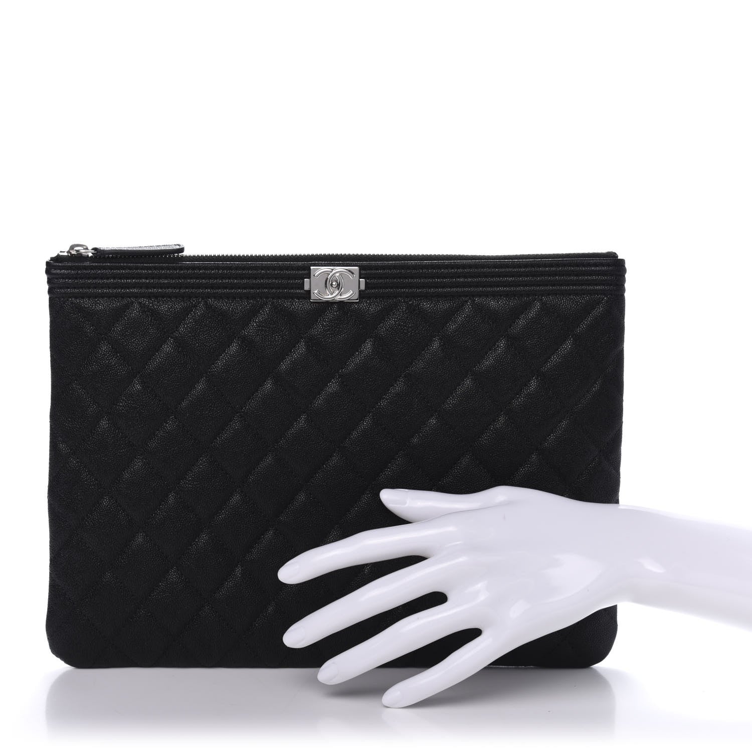 Chanel Iridescent Caviar Quilted Medium Boy Cosmetic Case Black 2 of 10