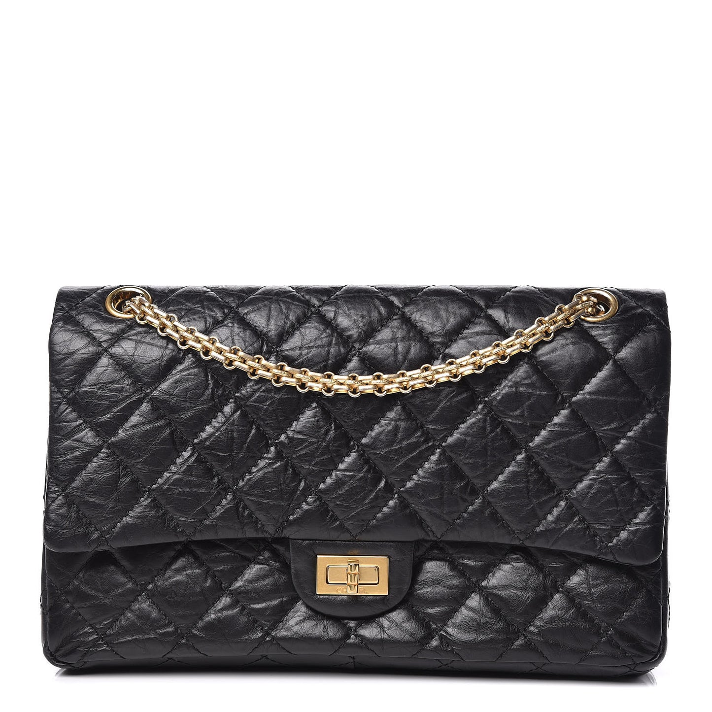Aged Calfskin Quilted 2.55 Reissue 226 Flap Black