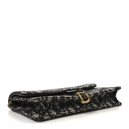 Christian Dior Oblique Saddle Chain Pouch Blue 4 of 11