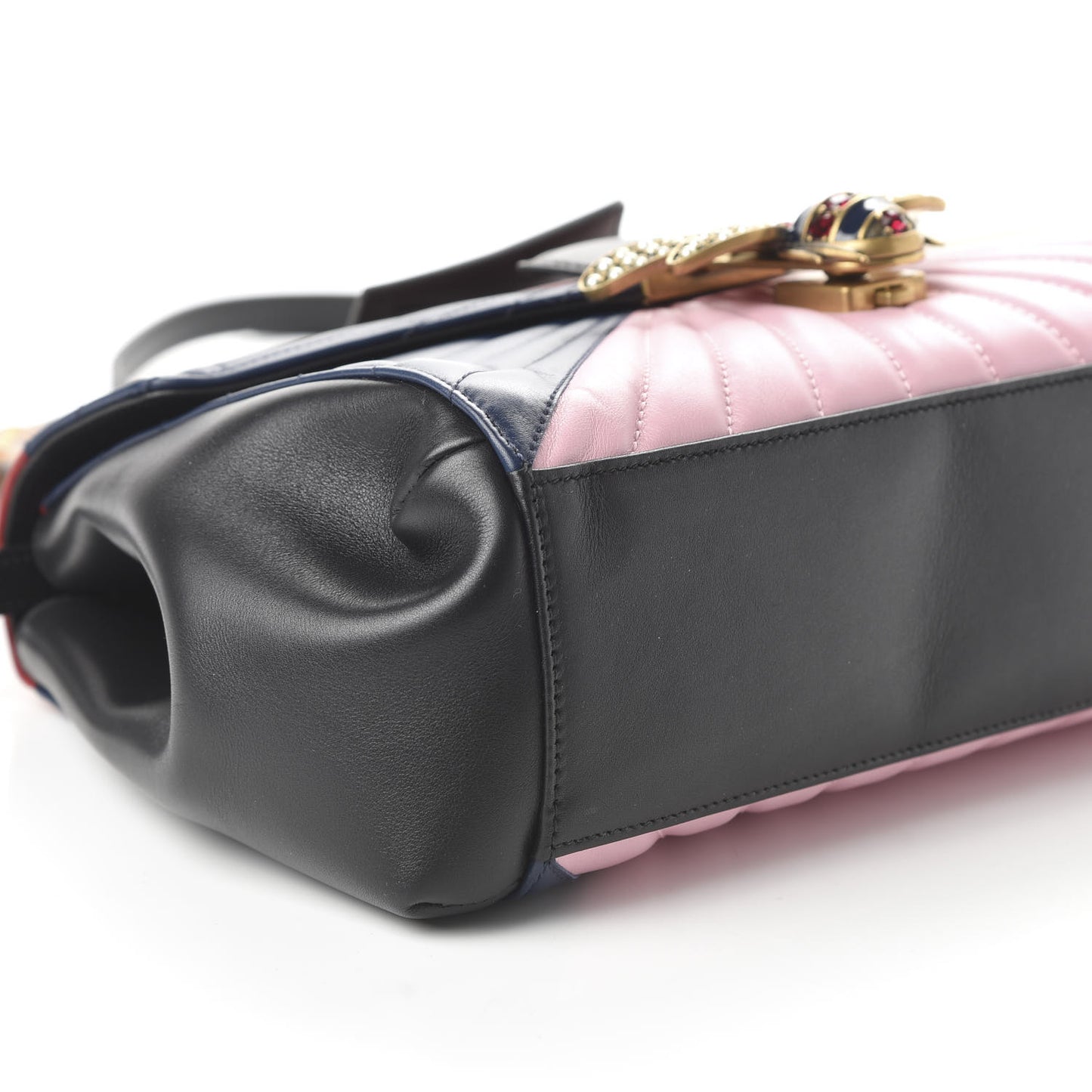 Calfskin Bamboo Trapuntata Queen Margaret Top Handle Bag Blue Agata Hibiscus Red Mystic White Sugar Pink