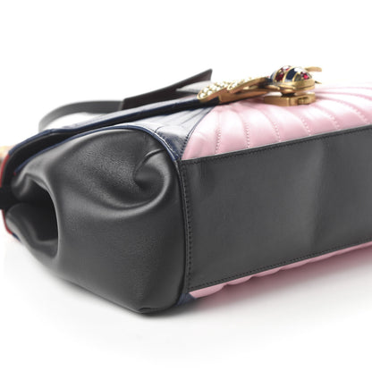 Gucci Calfskin Bamboo Trapuntata Queen Margaret Top Handle Bag Blue Agata Hibiscus Red Mystic White Sugar Pink 7 of 11