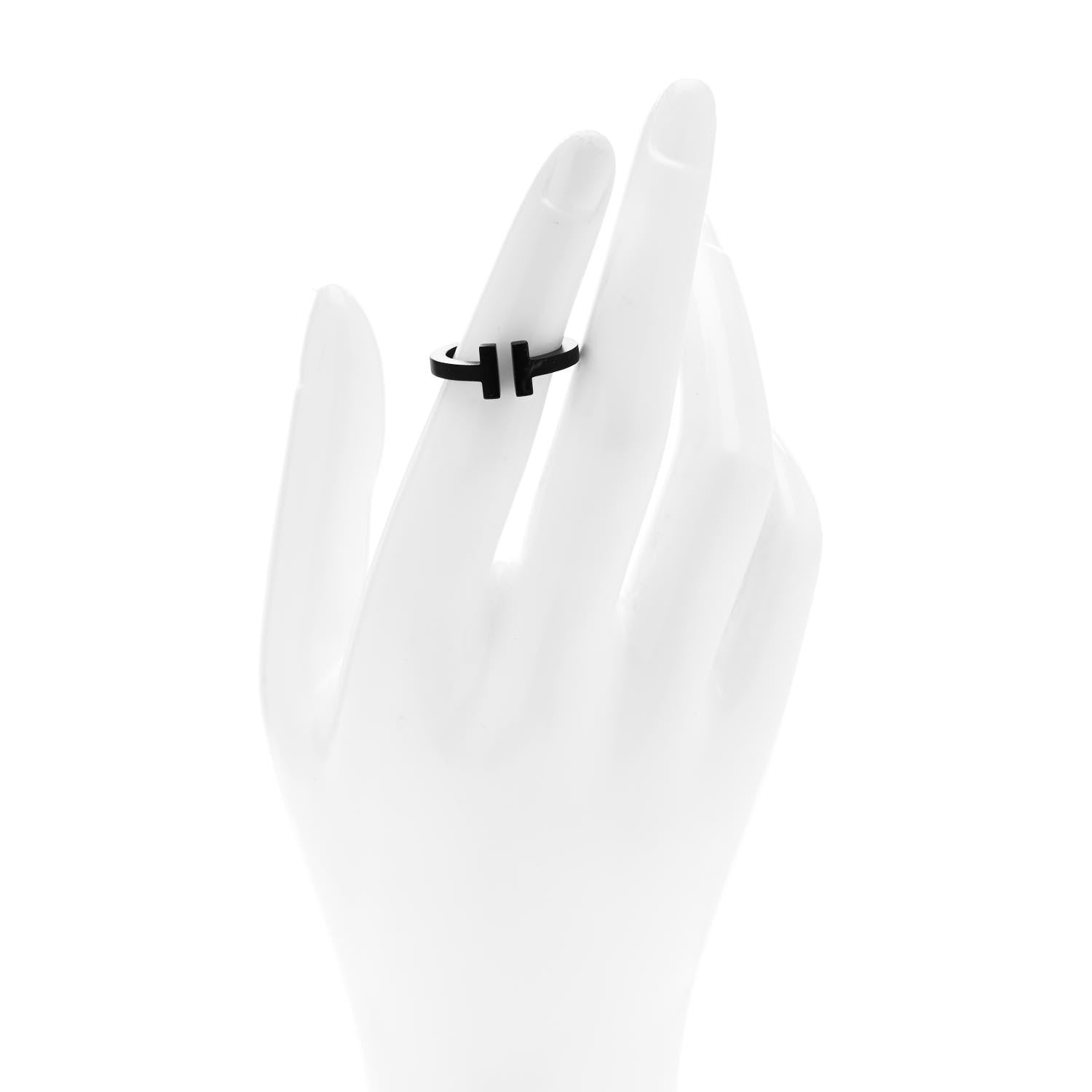 Tiffany Black-Coated Stainless Steel T Square Ring 52 6 2 of 4