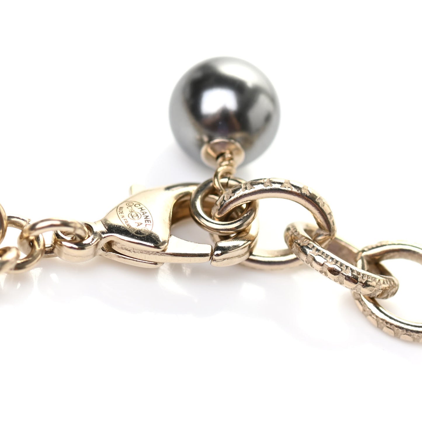 Pearl Crystal CC Long Necklace Gold