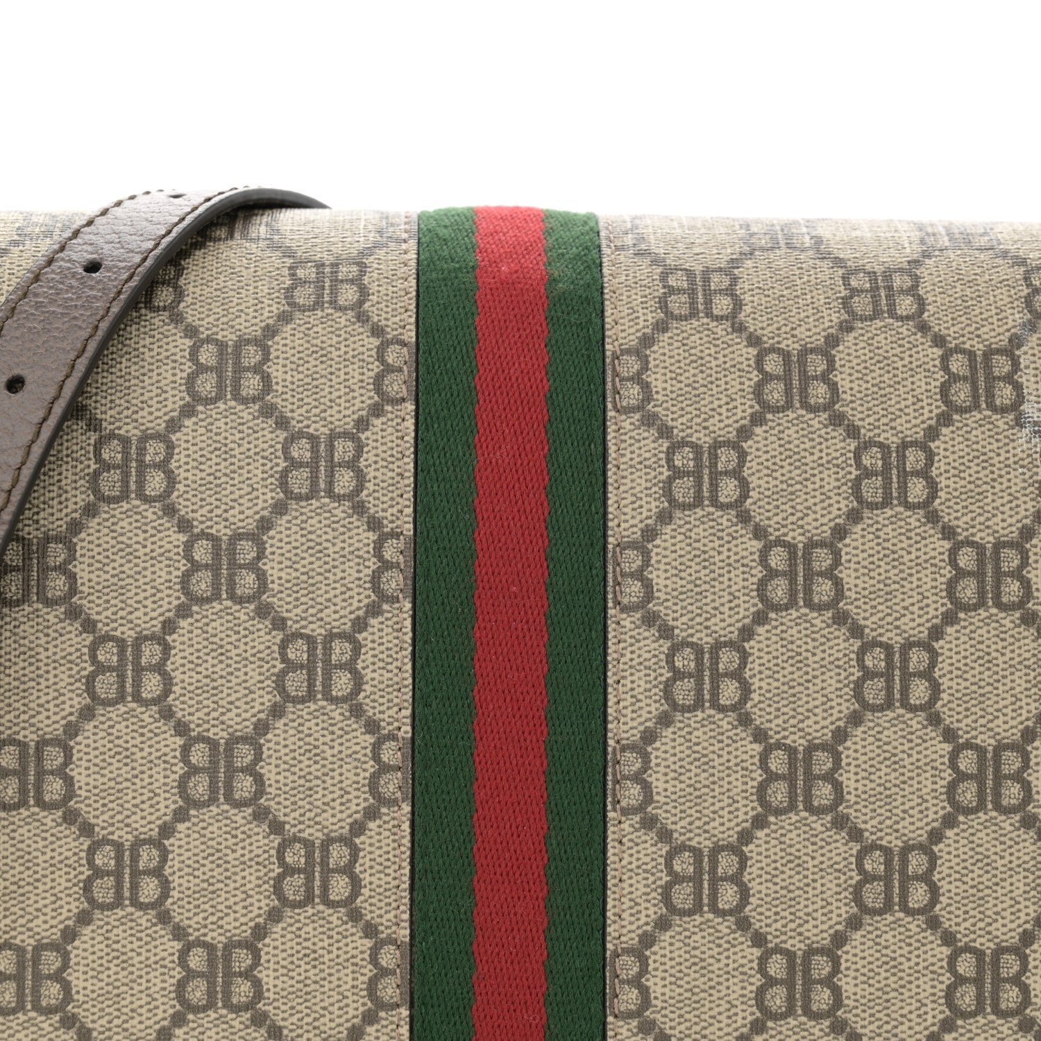 Gucci X BALENCIAGA BB Supreme Monogram Web Small Ophidia Shoulder Bag Beige New Acero 8 of 11