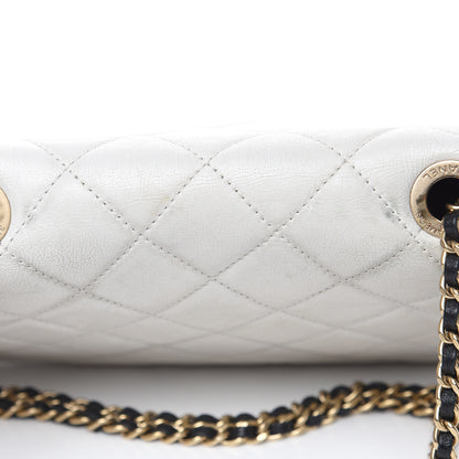 Chanel Lambskin Quilted Graphic Medium Flap White Black 15 of 17