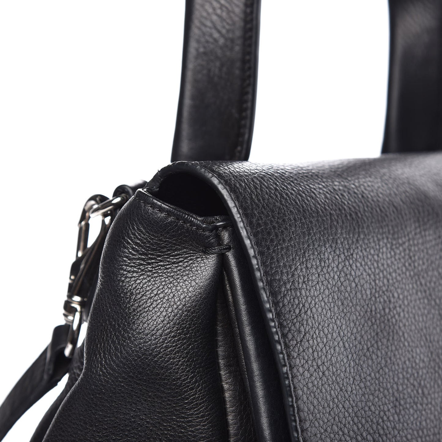 Waxy Grained Calfskin Medium Pandora Pure Flap Bag Black