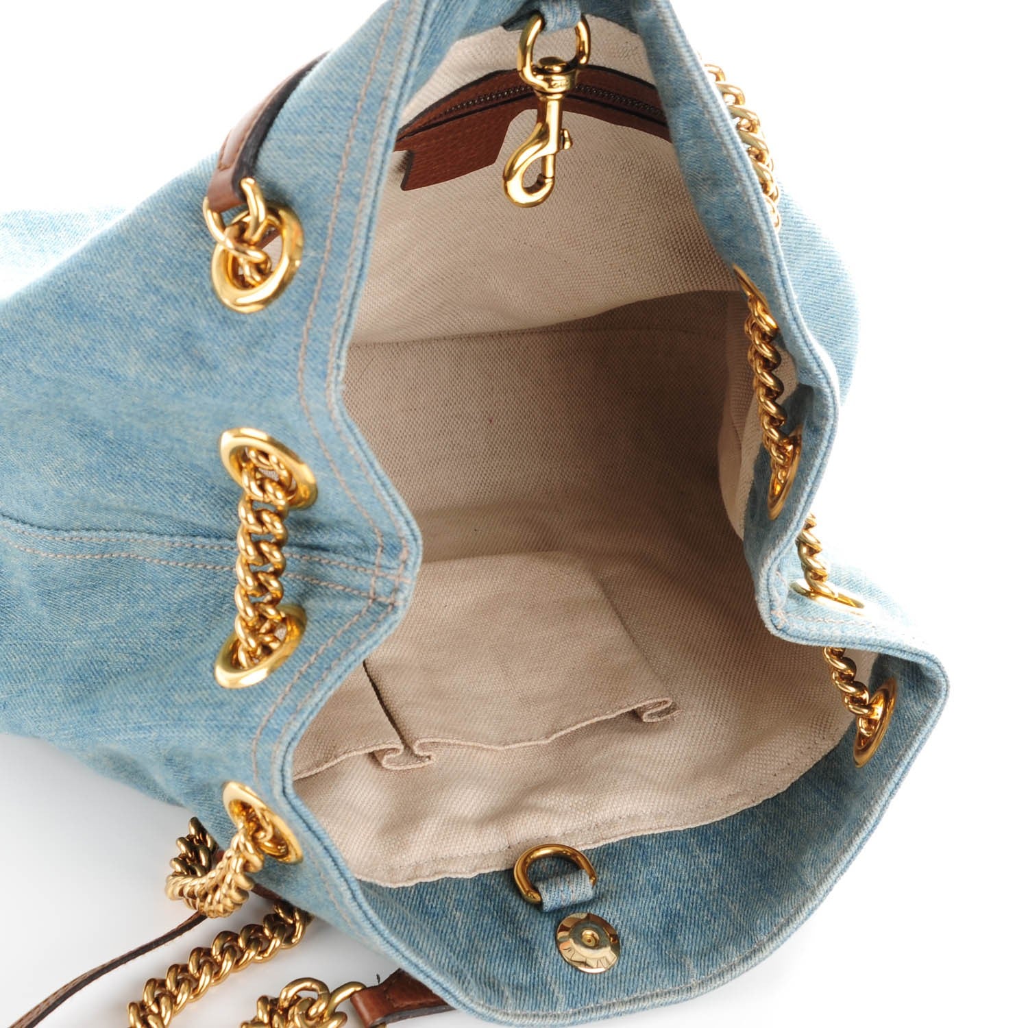 Gucci Denim Medium Soho Chain Shoulder Bag Blue 5 of 7