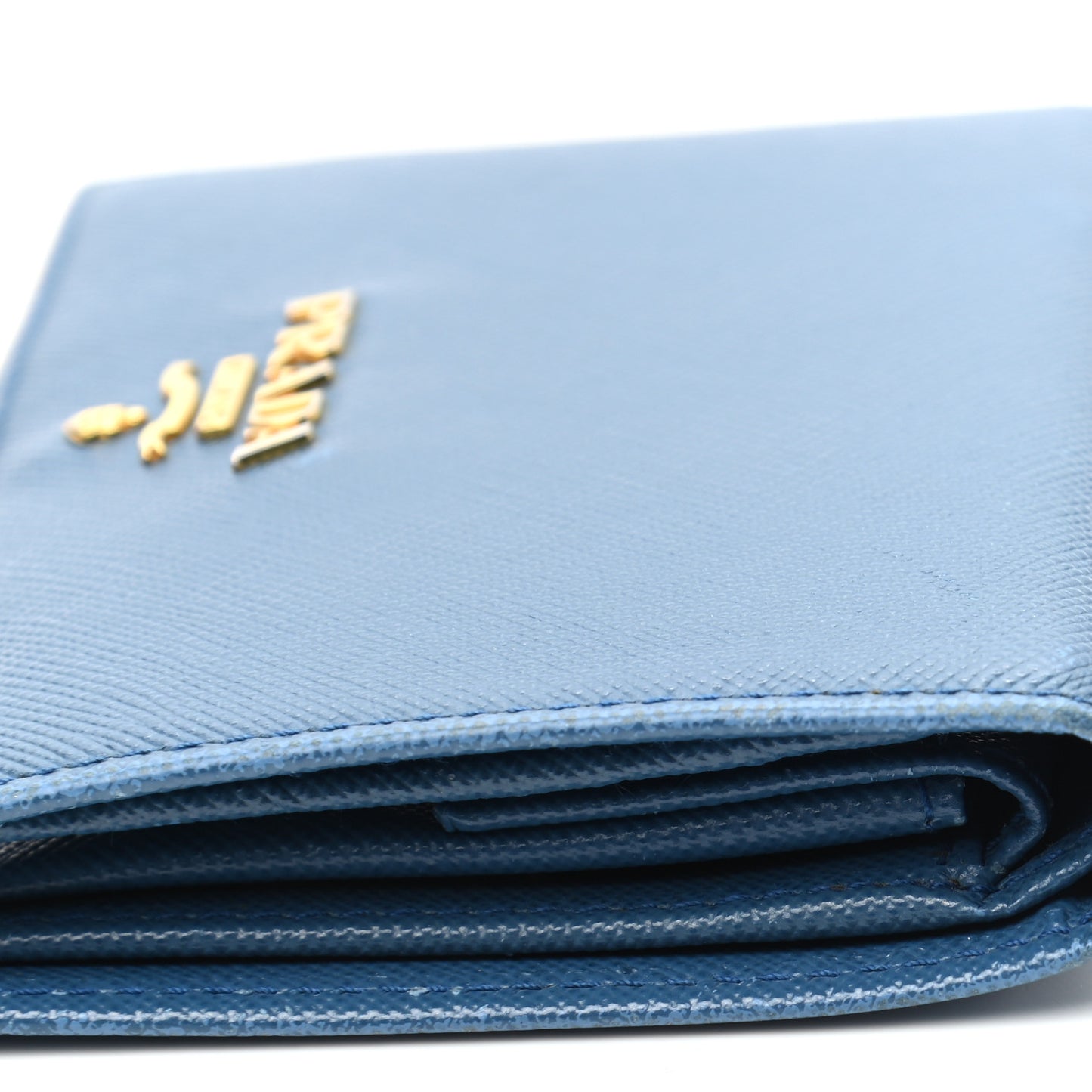 Saffiano Metal Compact Snap Bi-Fold Wallet Cobalto