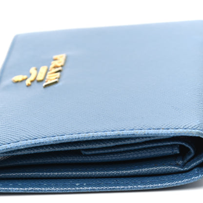 Prada Saffiano Metal Compact Snap Bi-Fold Wallet Cobalto 13 of 15