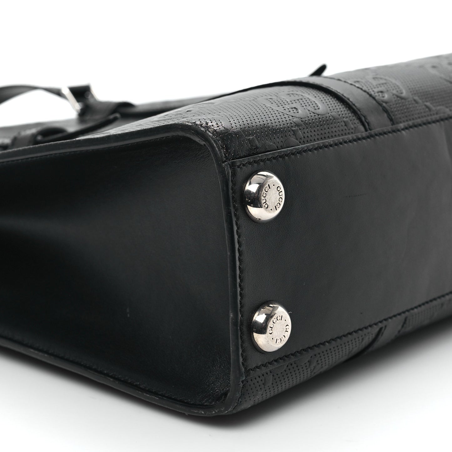 Calfskin GG Tennis Embossed Medium Tote Bag Black