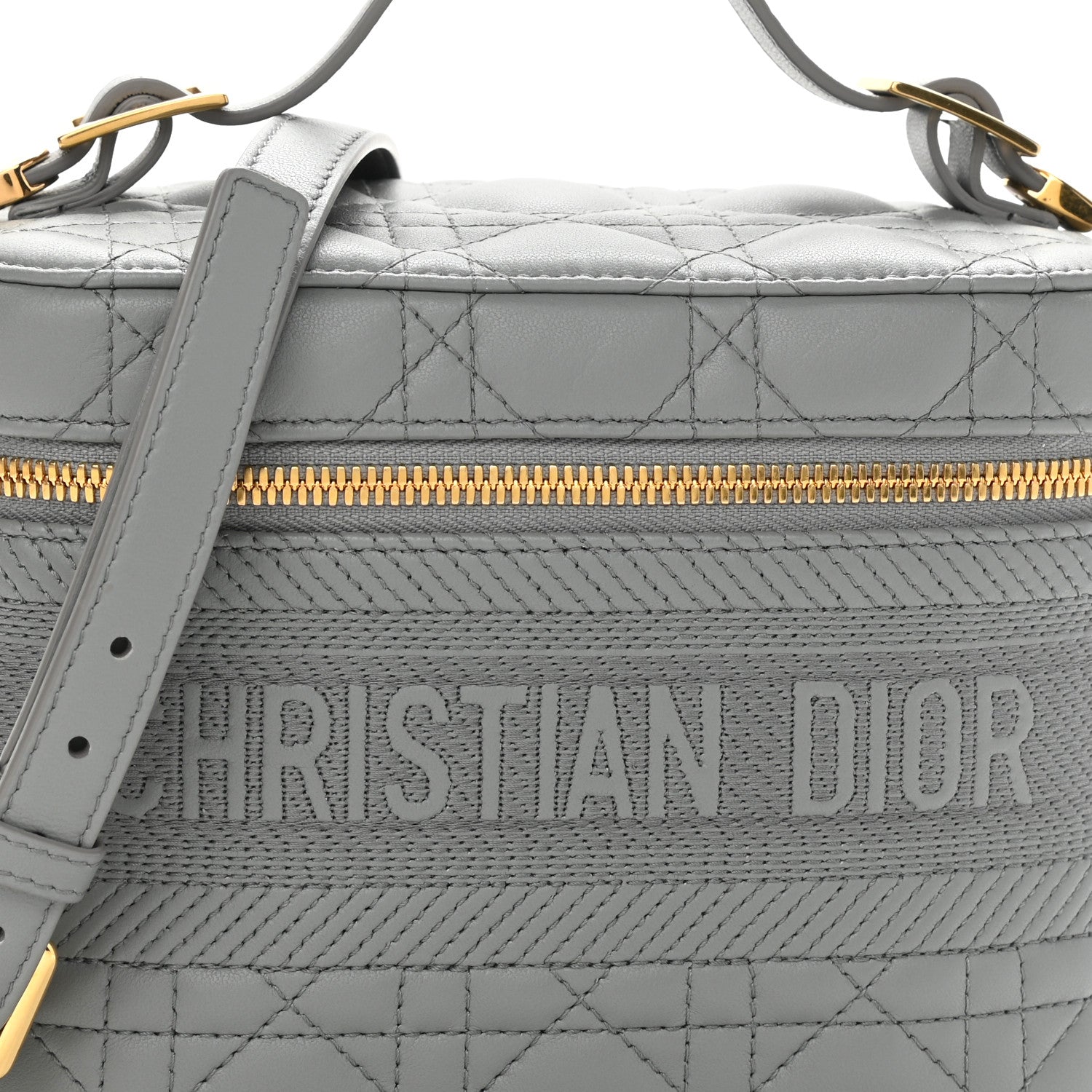 Christian Dior Lambskin Cannage Small Diortravel Vanity Case Grey 8 of 13