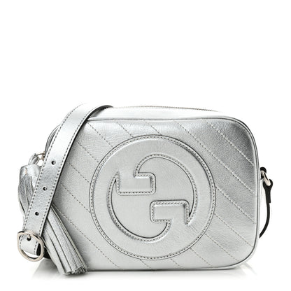 Gucci Metallic Sakai Be Green Calfskin Diagonal Stitched Small Blondie Shoulder Bag Silver 1 of 10