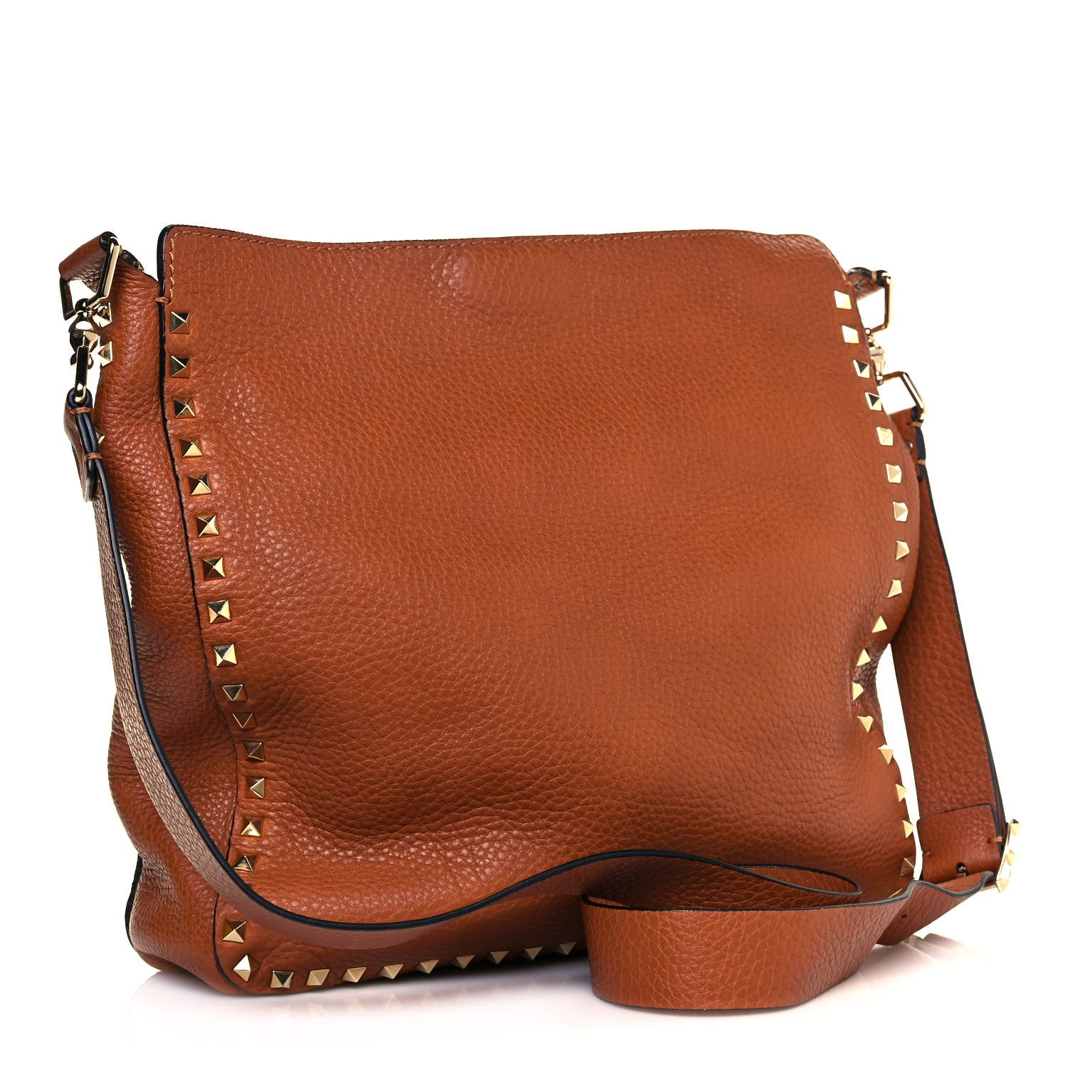 Valentino Garavani Pebbled Calfskin Large Rockstud Flip-Lock Messenger Bag Light Cuir 3 of 10