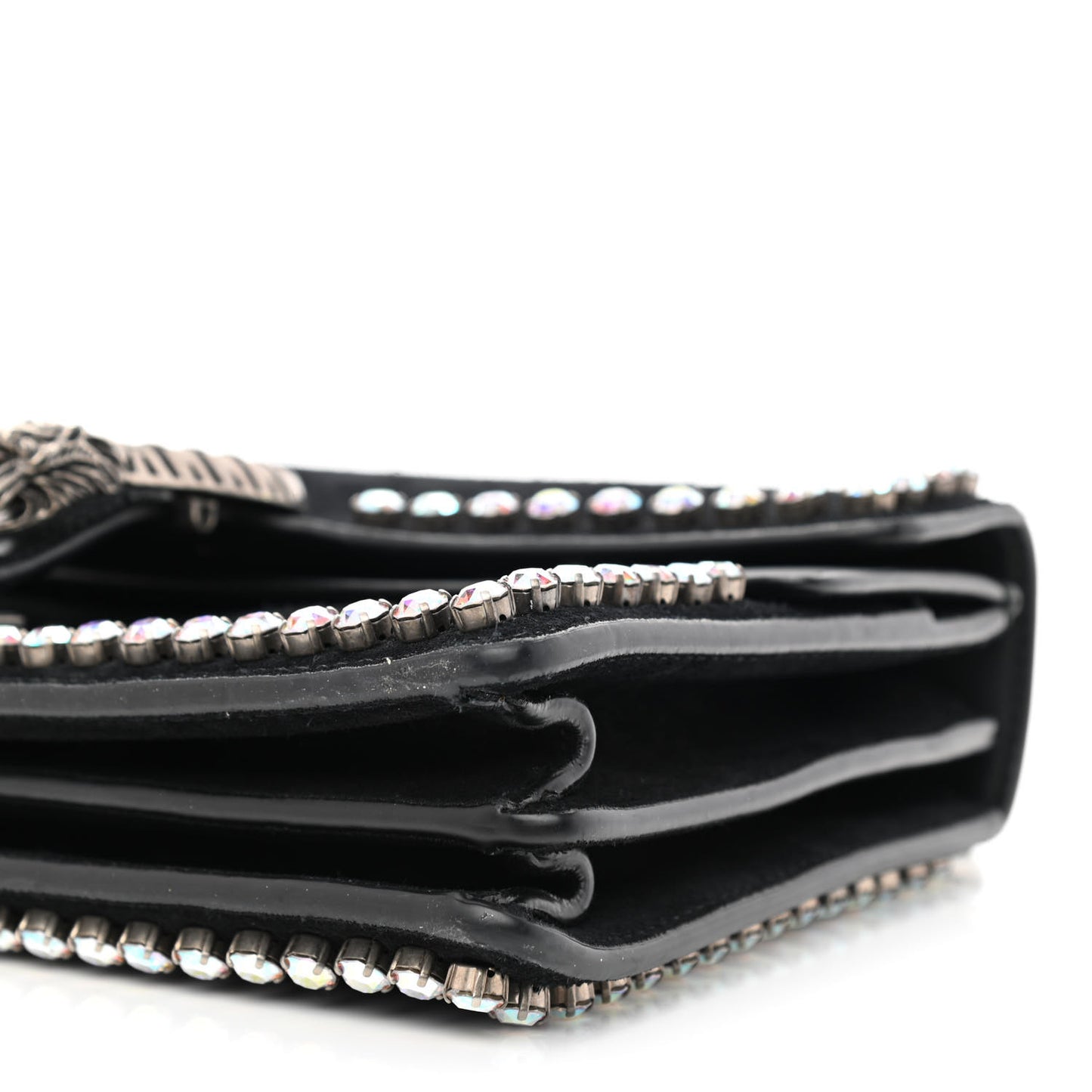 Suede Crystal Small Dionysus Shoulder Bag Black