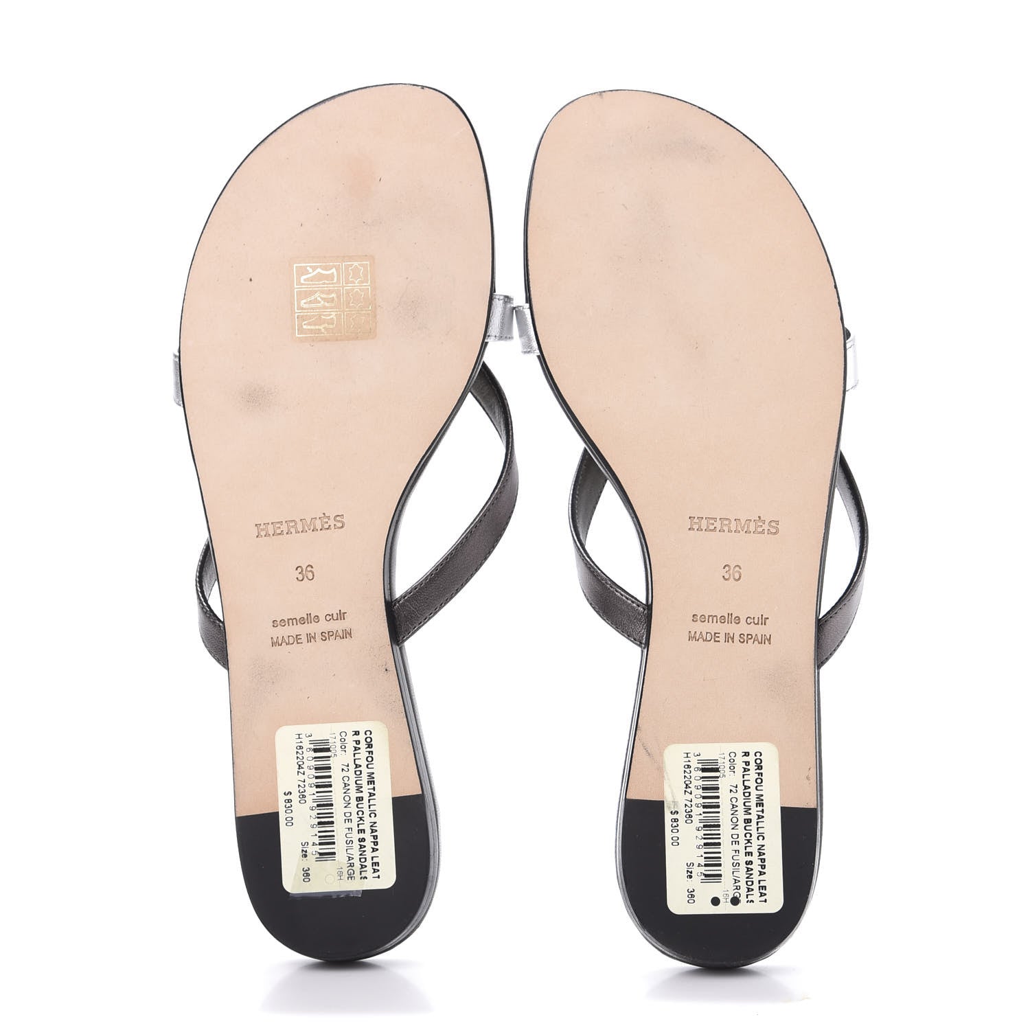 Hermes Metallic Nappa Corfou Sandals 36 Canon de Fusil Argent 5 of 8