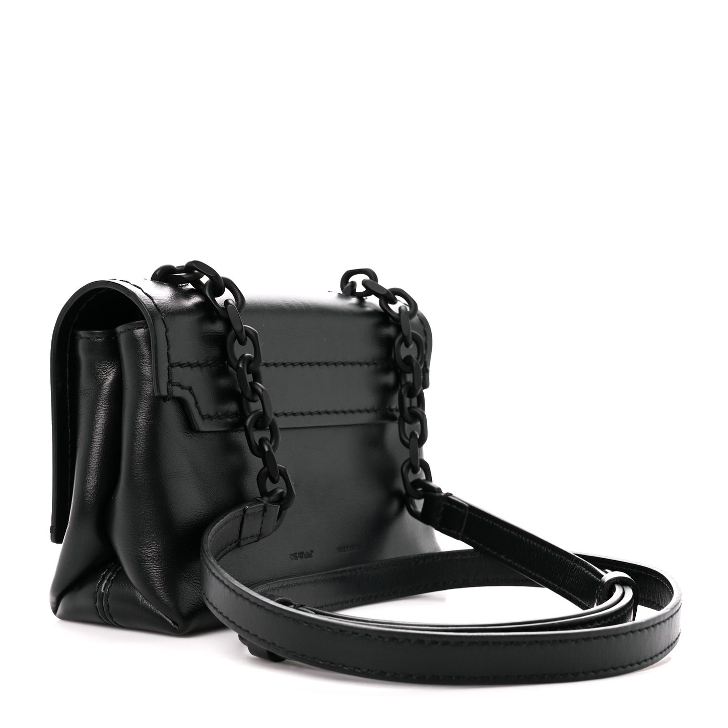 Calfskin Diag Small Binder Clip Crossbody Black