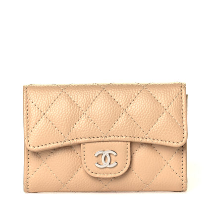 Chanel Caviar Quilted Flap Card Holder Wallet Beige 1 of 13
