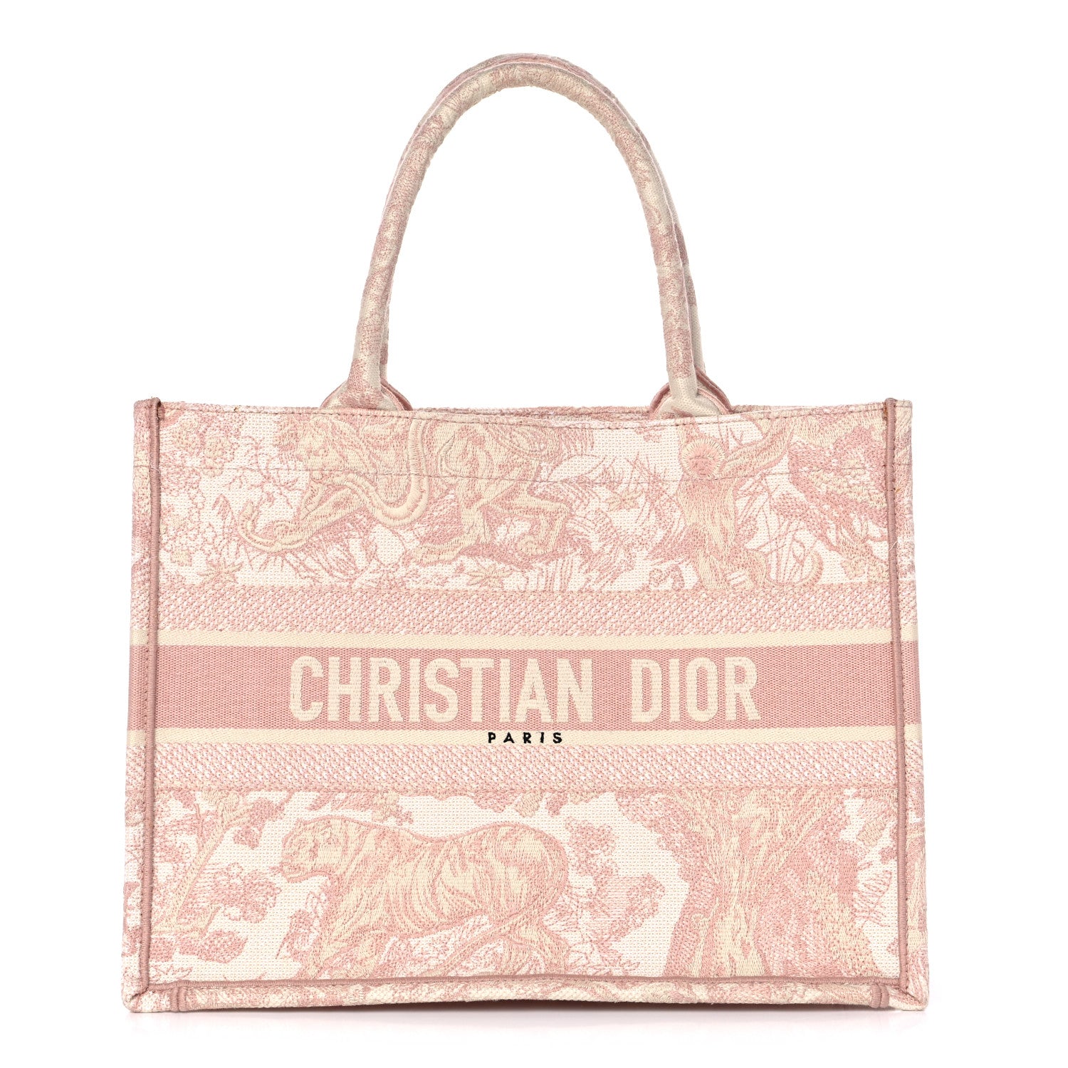 Christian Dior Canvas Embroidered Medium Dioriviera Toile De Jouy Book Tote Rose 1 of 13