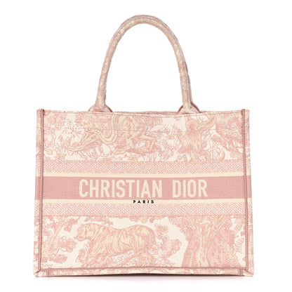 Christian Dior Canvas Embroidered Medium Dioriviera Toile De Jouy Book Tote Rose 1 of 13
