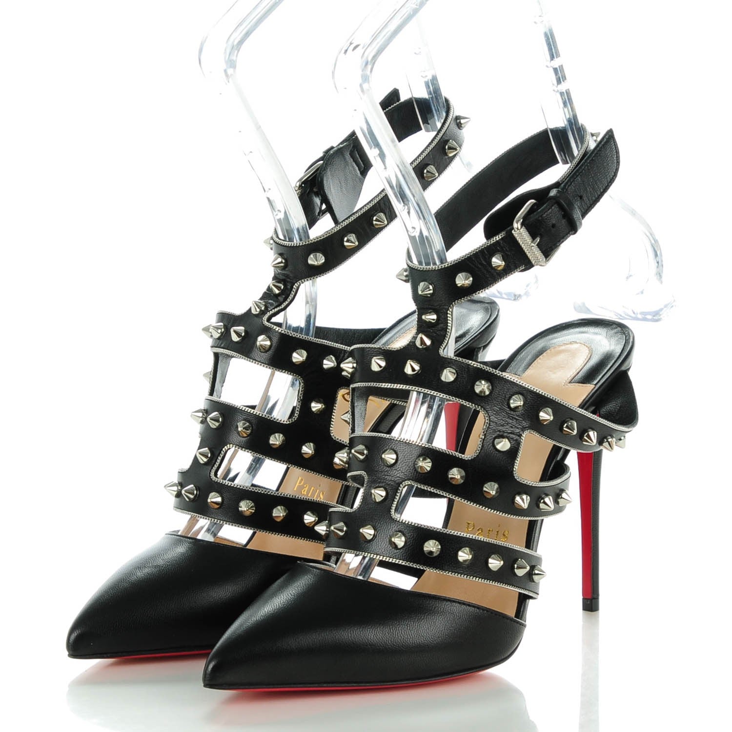Christian Louboutin Kid Tchicaboum 100 Pumps 37 Black Silver 3 of 5