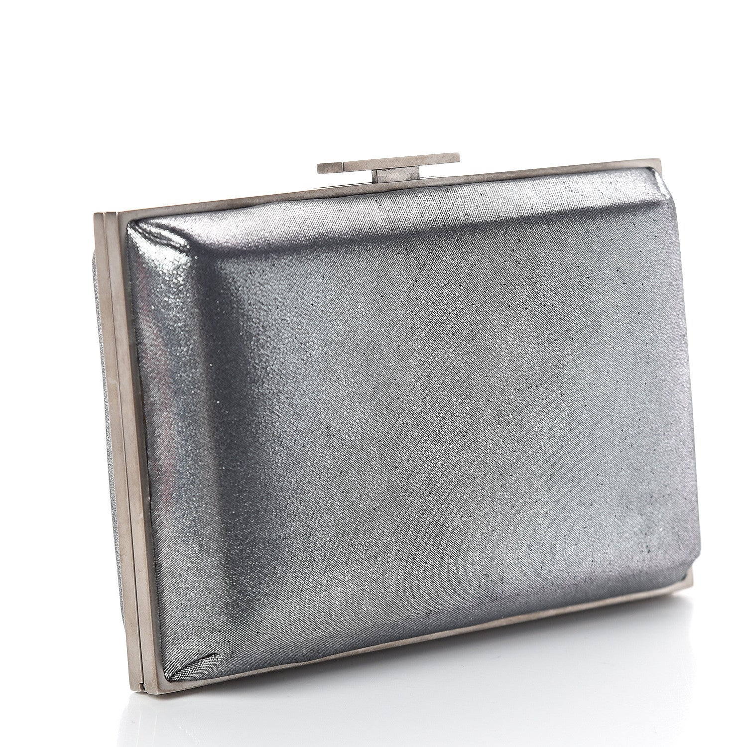 Chanel Iridescent Calfskin Quilted CC Lock Evening Clutch Silver 2 of 6