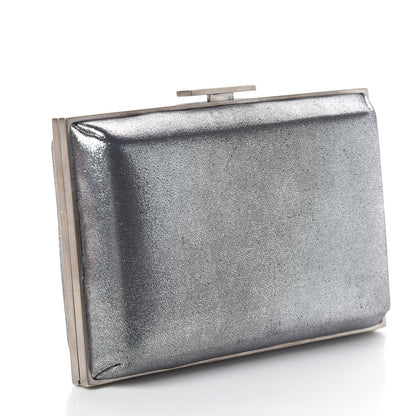Chanel Iridescent Calfskin Quilted CC Lock Evening Clutch Silver 2 of 6