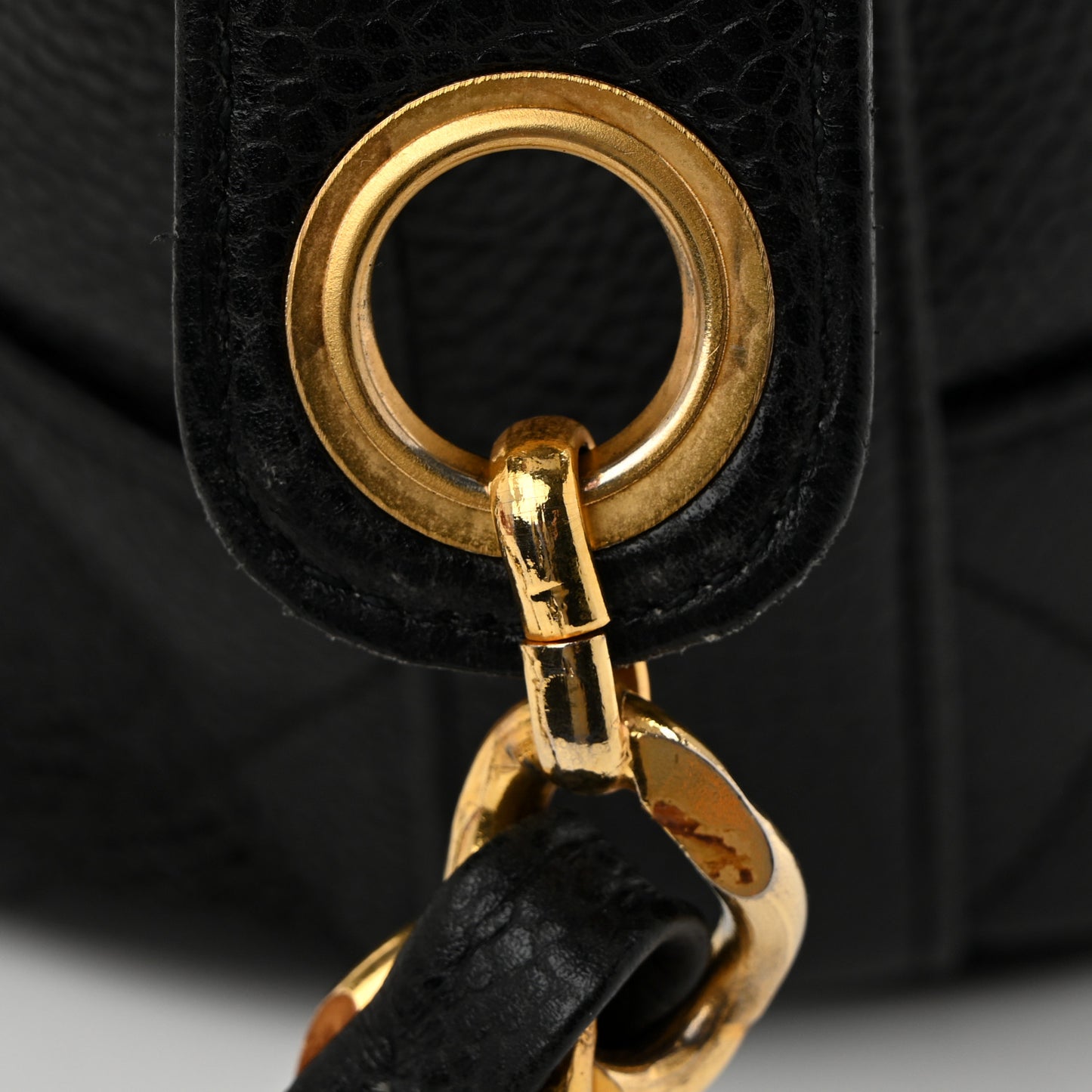Caviar Drawstring Bucket Shoulder Bag Black