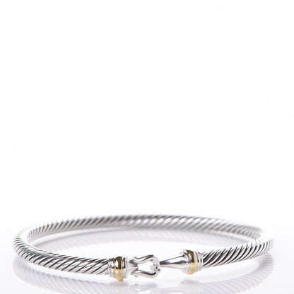 David Yurman Sterling Silver 18K Yellow Gold 4mm Cable Buckle Bracelet 1 of 5