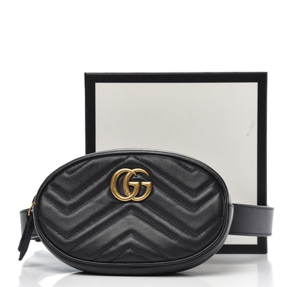 Gucci Calfskin Matelasse GG Marmont Belt Bag 85 34 Black 13 of 13