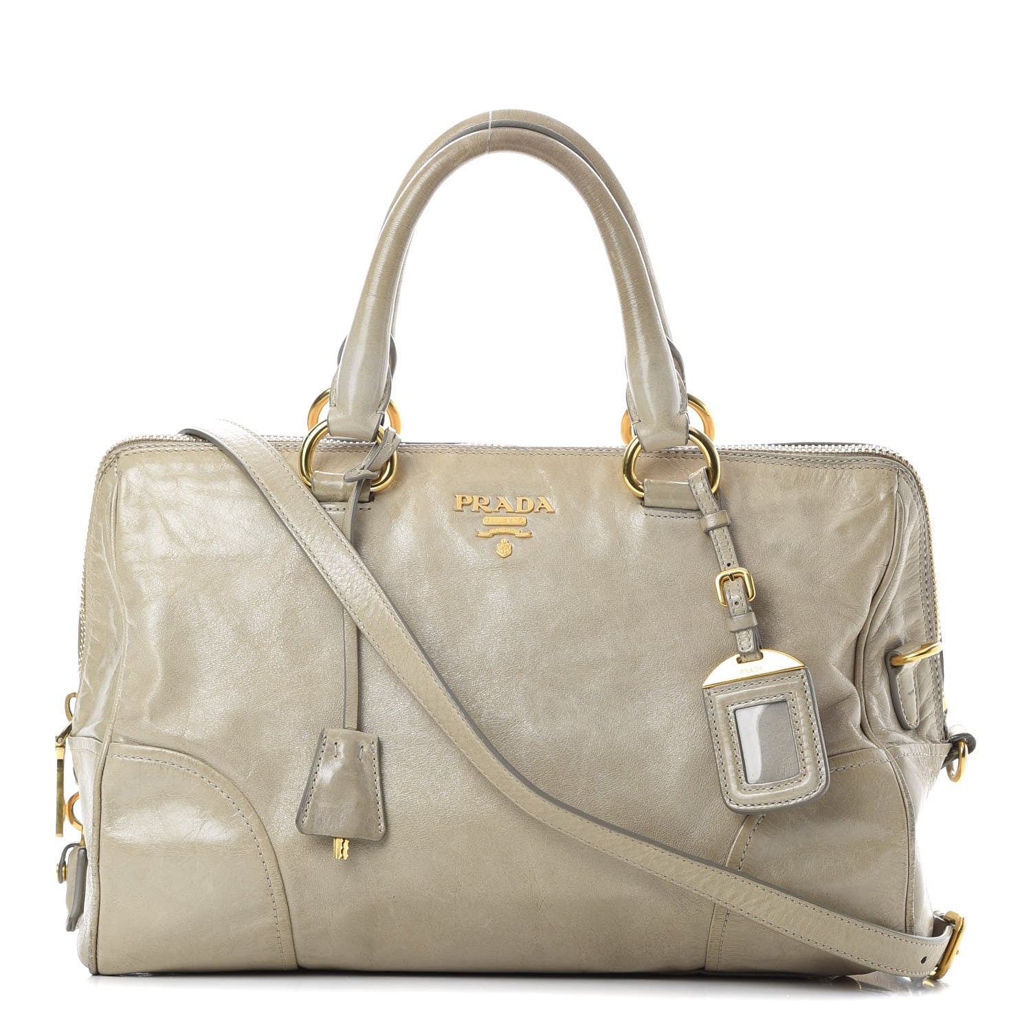 Prada Vitello Shine Shopping Satchel Cammeo 1 of 17