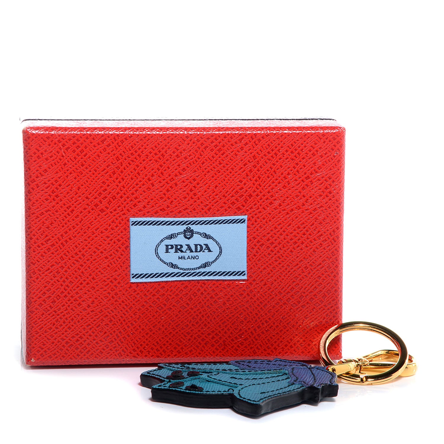Prada Saffiano Flower Keychain Blue 6 of 6
