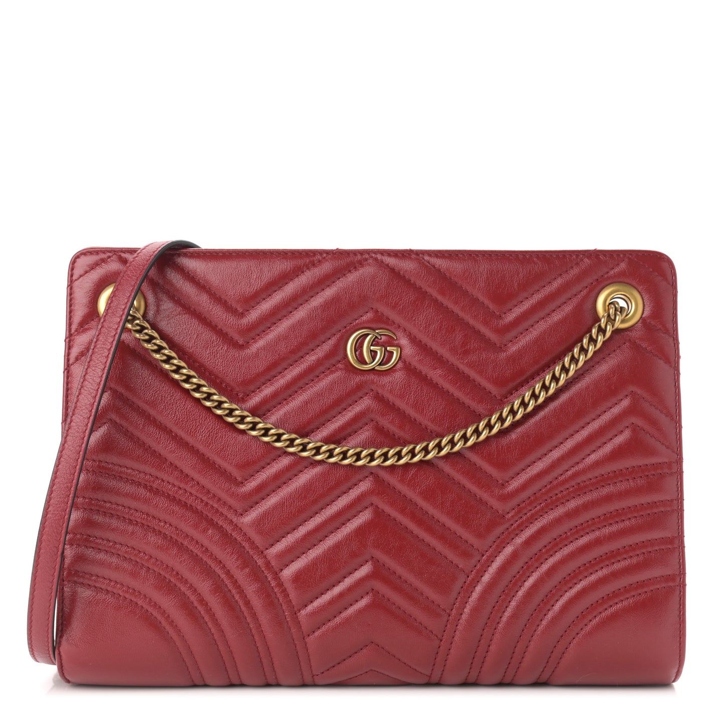 Azalea Calfskin Matelasse Heart Medium GG Marmont Slim Shoulder Bag Romantic Cerise