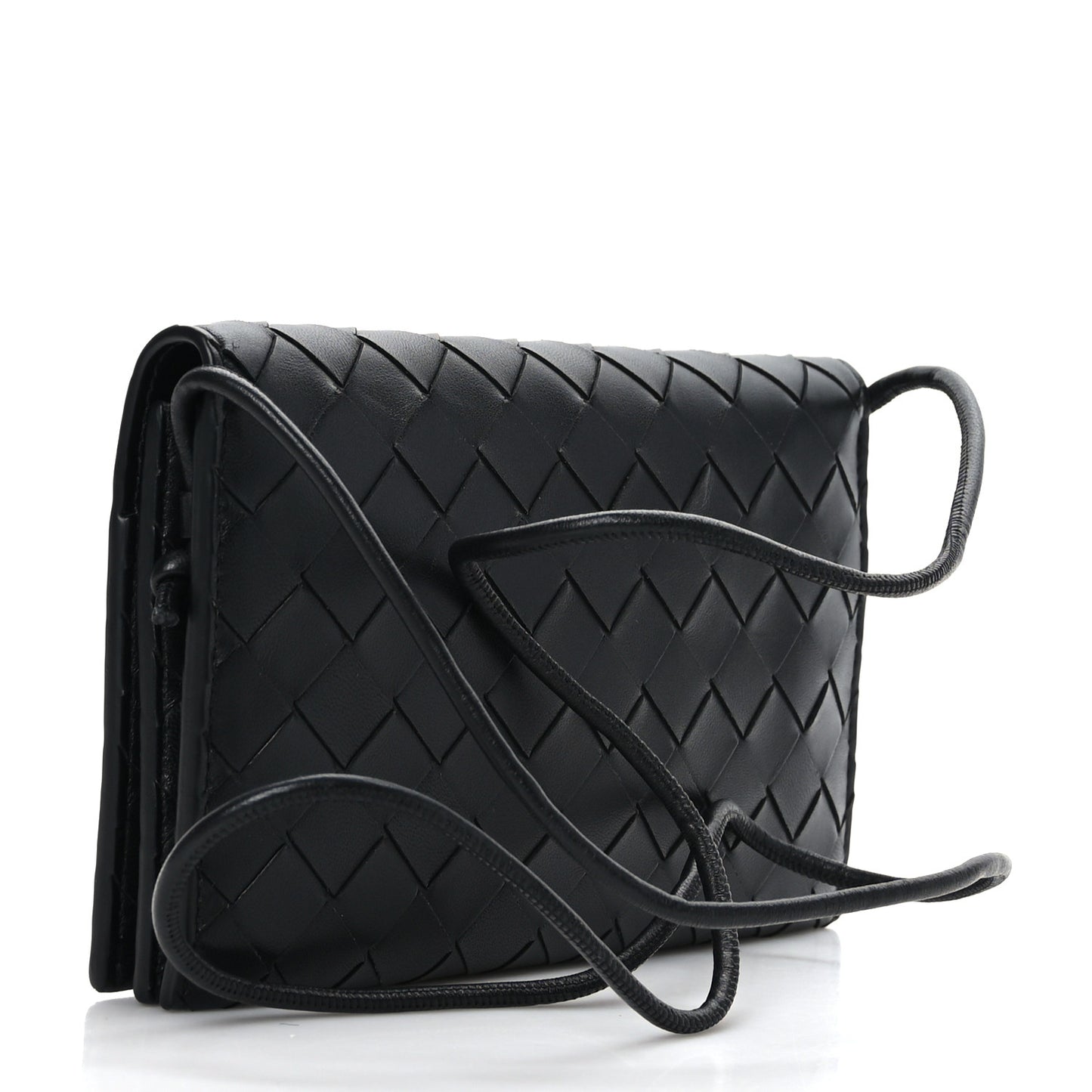 Nappa Intrecciato Wallet On Strap Black