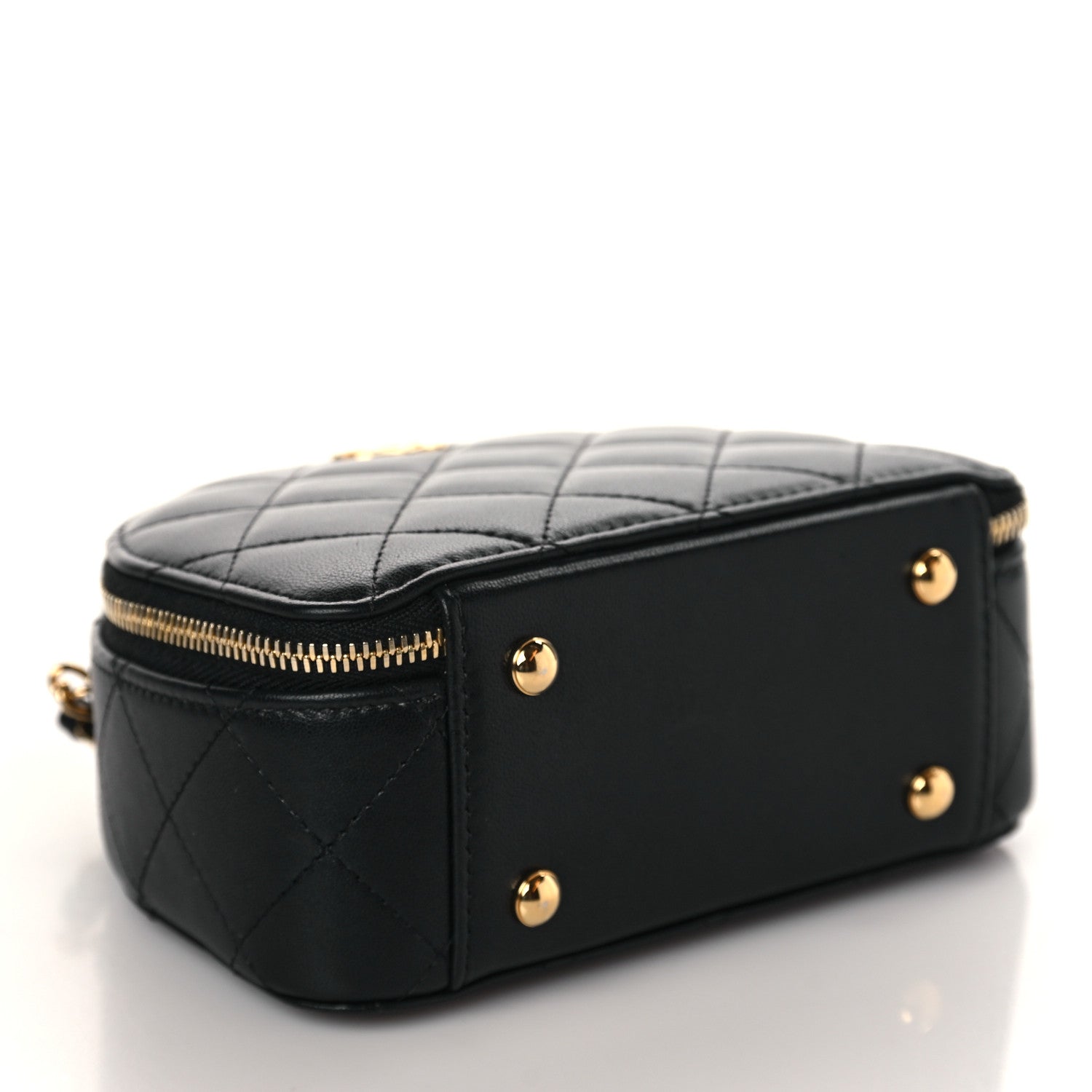 Chanel Lambskin Quilted Chic Riviera Top Handle Vanity Case Black 4 of 9