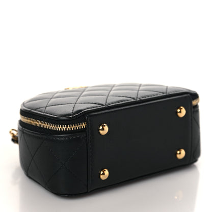 Chanel Lambskin Quilted Chic Riviera Top Handle Vanity Case Black 4 of 9