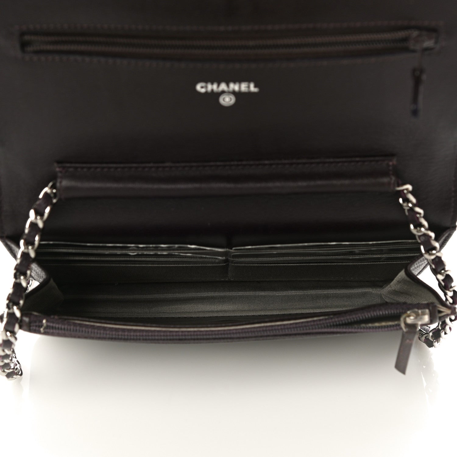 Chanel Caviar Sevruga Wallet On Chain WOC Plum 4 of 11
