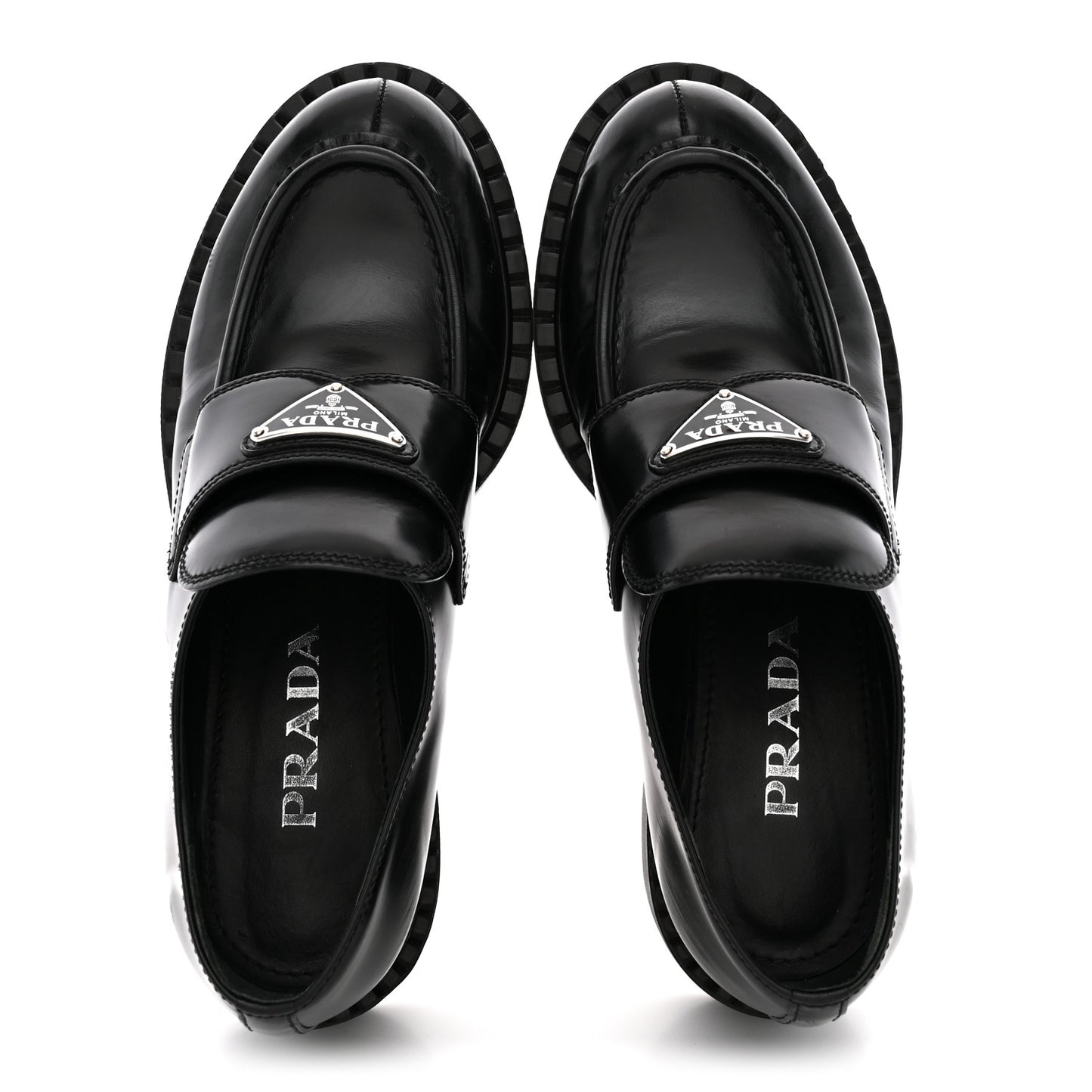 Spazzolato Metal Triangle Logo 50mm Loafers 36.5 Black
