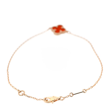 Van Cleef & Arpels 18K Rose Gold Carnelian Sweet Alhambra Bracelet 2 of 6