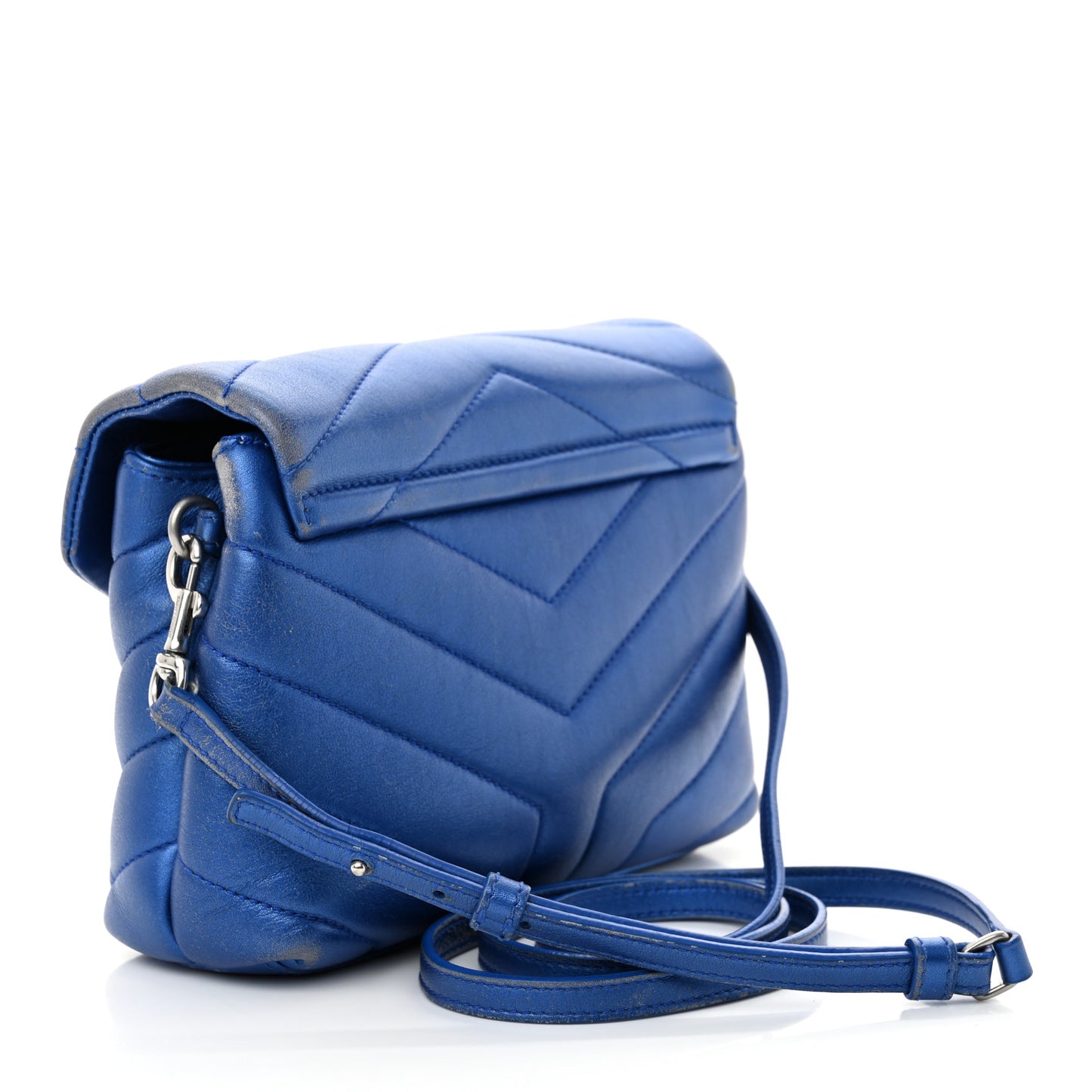 Metallic Calfskin Y Quilted Monogram Toy Loulou Crossbody Bag Blue Royal
