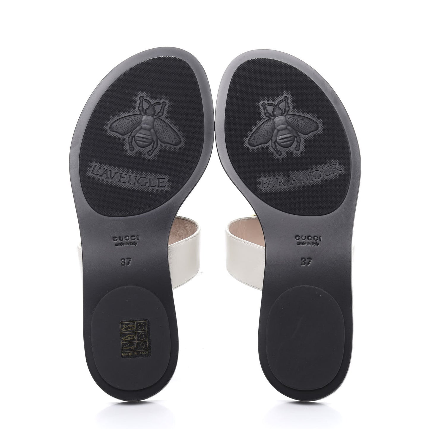 Calfskin GG Marmont Thong Sandals 37 Mystic White