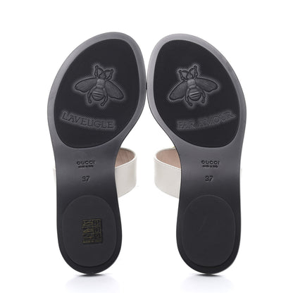 Gucci Calfskin GG Marmont Thong Sandals 37 Mystic White 5 of 7