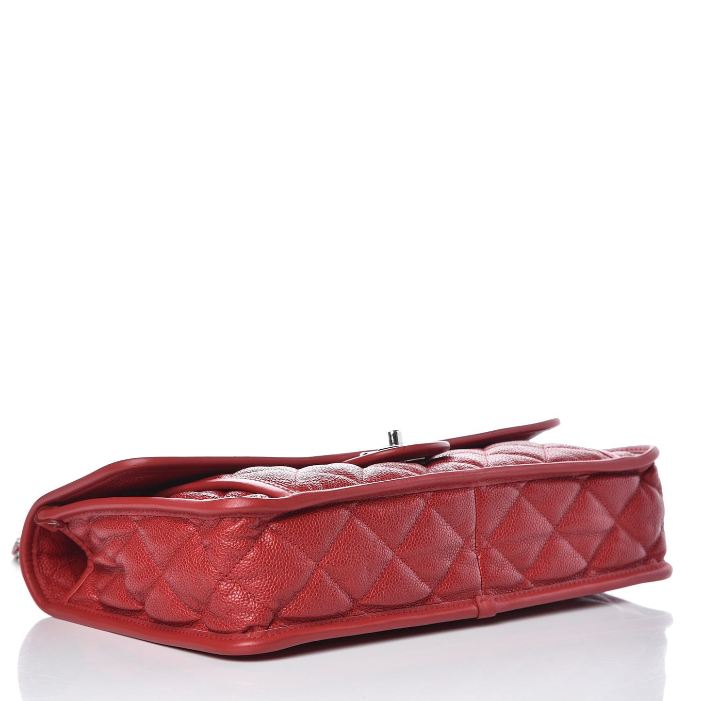 Caviar Quilted Large French Riviera Flap Red