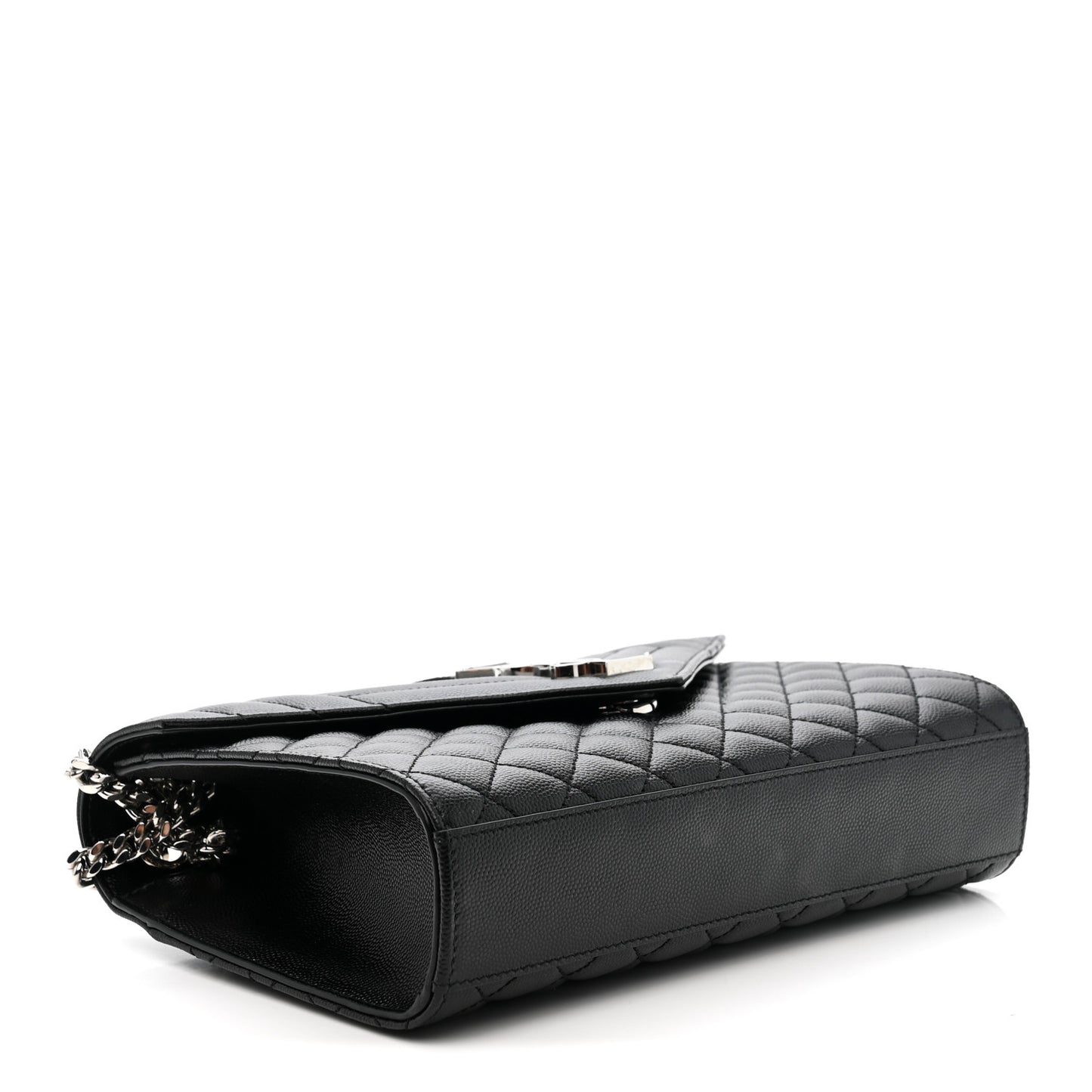 Grain De Poudre Textured Mixed Matelasse Triquilt Medium Monogram Satchel Black