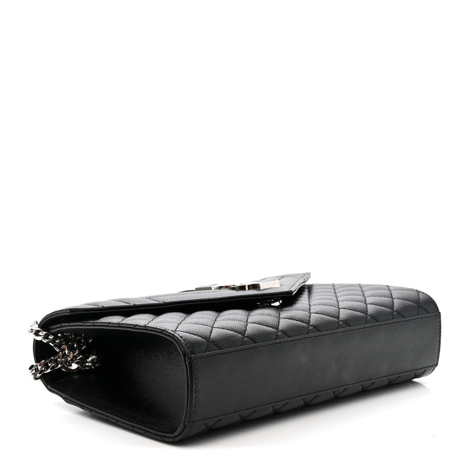 Saint Laurent Grain De Poudre Textured Mixed Matelasse Triquilt Medium Monogram Satchel Black 4 of 10