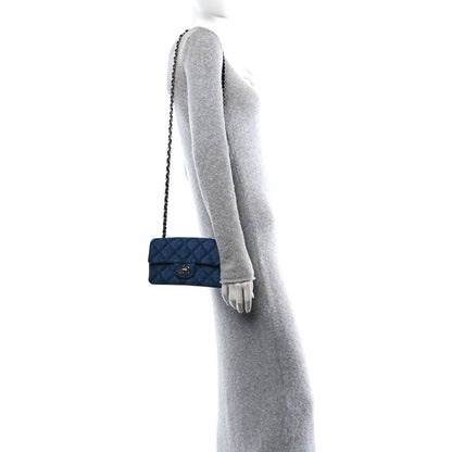 Chanel Printed Denim Quilted Mini Rectangular Flap Dark Blue 2 of 11