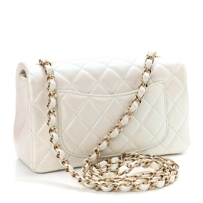 Chanel Iridescent Calfskin Quilted Mini Rectangular Flap White 3 of 11