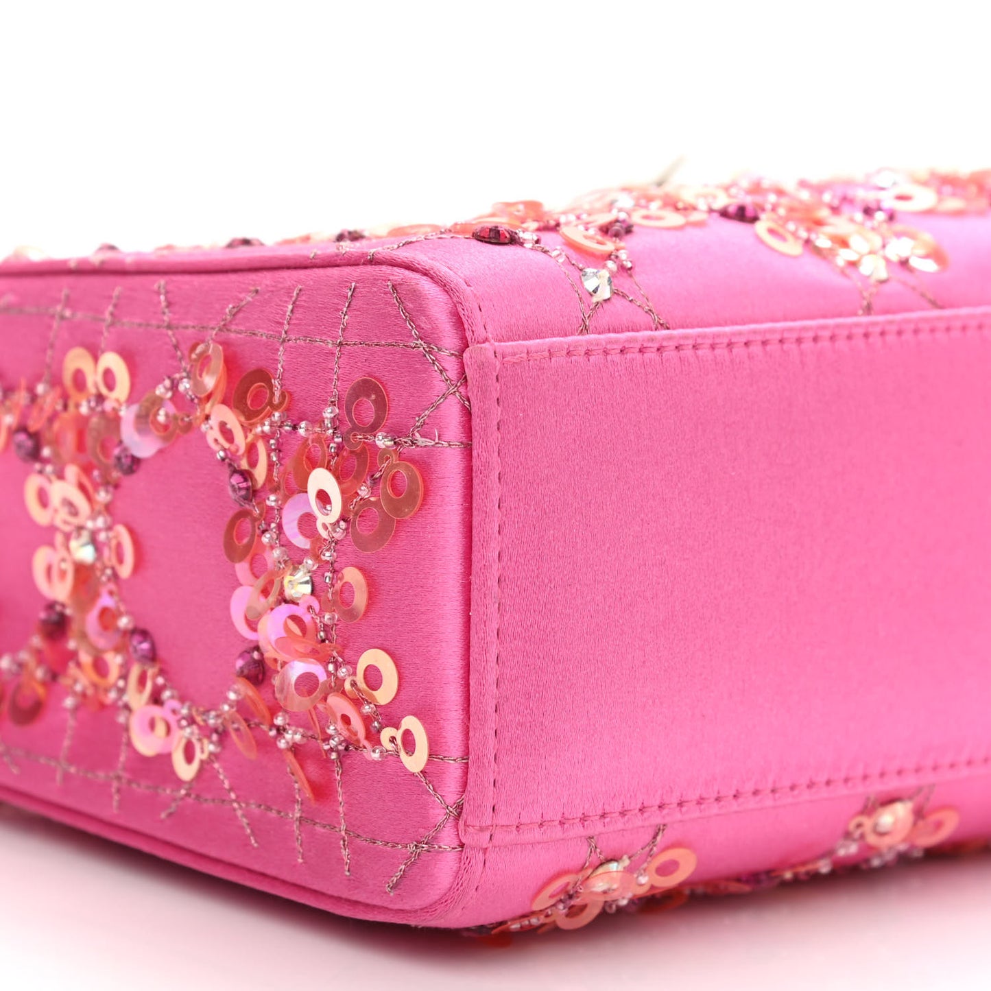 Satin Sequin Mini Lady Dior Pink